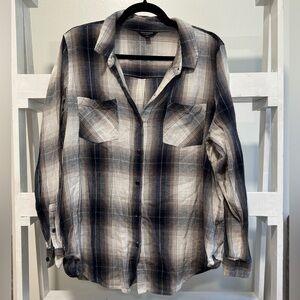 Lucky Brand Women’s Lightweight Plaid Flannel Button-Up Shirt – XL